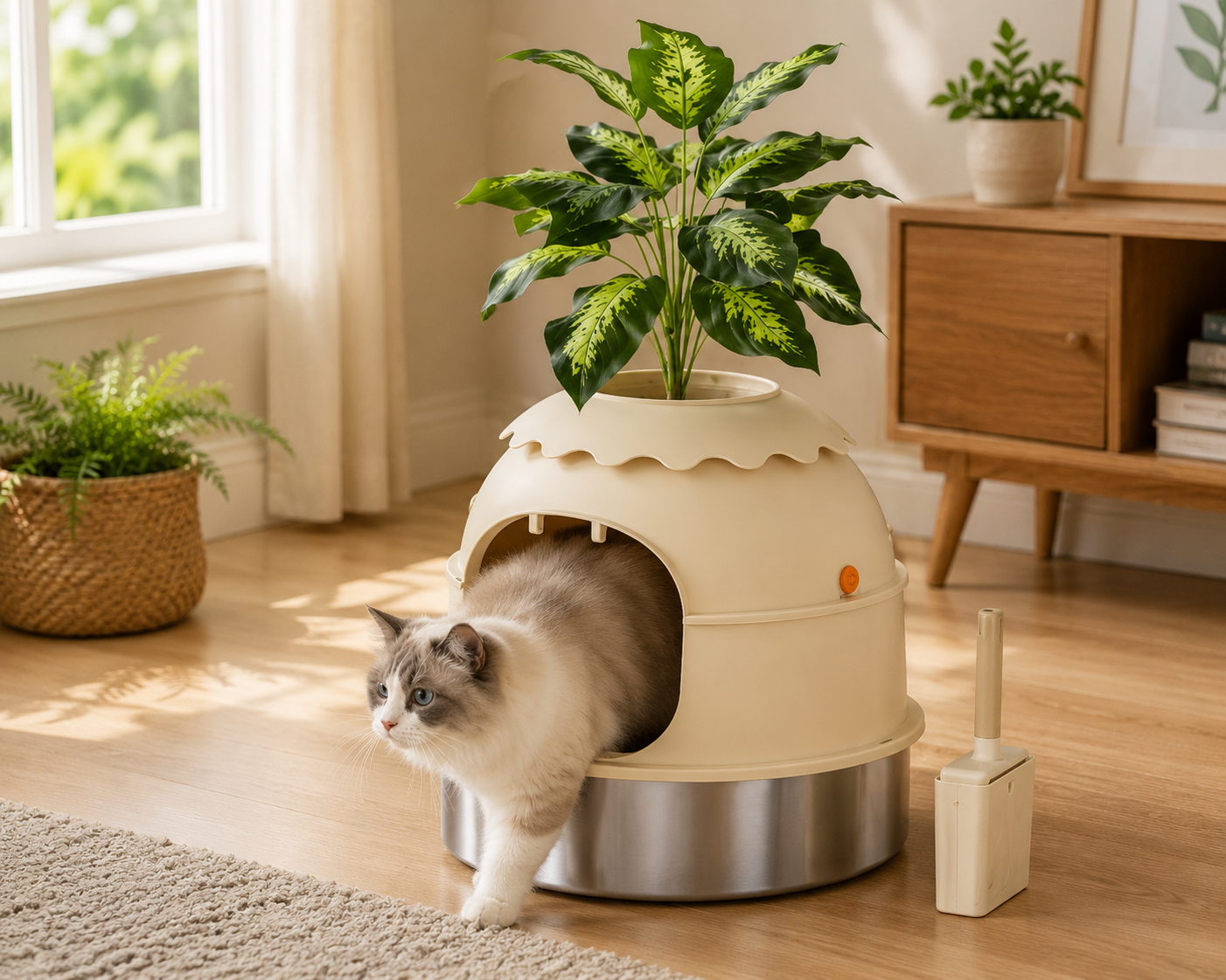 Tuzwa Extra Large Enclosed Cat Litter Box | Semi-Closed High-Sided Litter Tray with Odor Control | Easy-Clean Cat Toilet for Indoor Cats