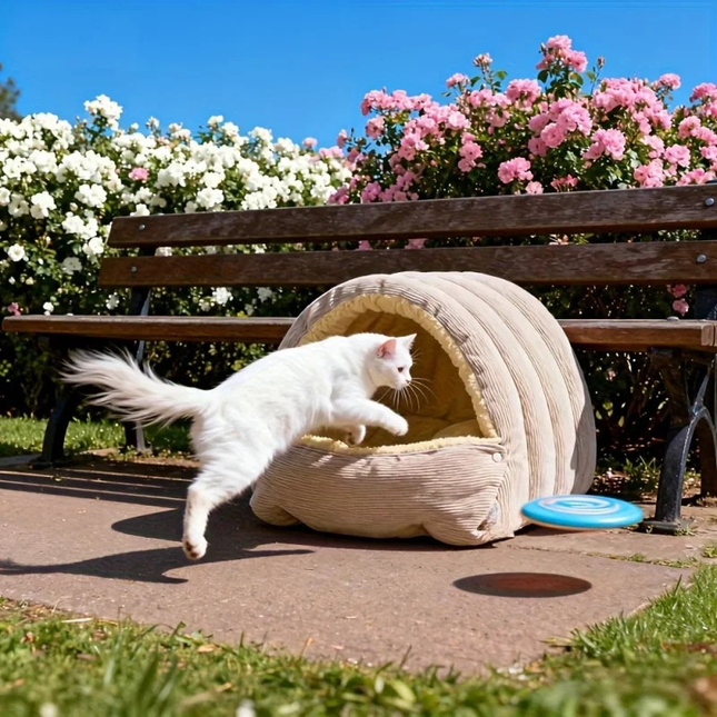 Cat Beds, Warm Enclosed Cat Cave Bed with Washable Fleece Cushion, Calming Cat Tent, Small Dog Bed for Anxious Pets