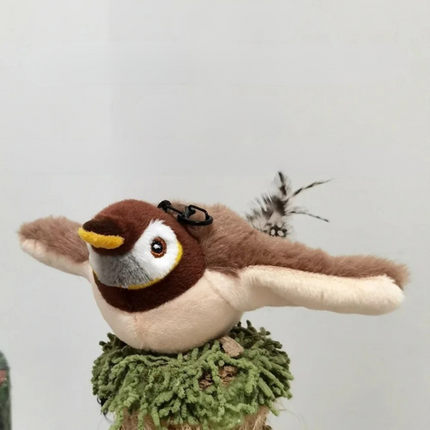 Interactive Cat Toys, Flapping Bird Cat Toy with Chirping Sound, Plush Catnip Toy with Refillable Pouch