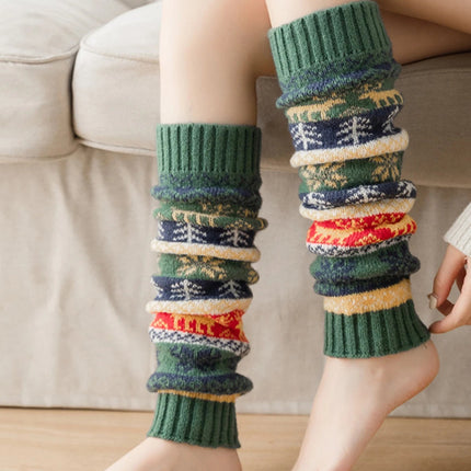 Knit Leg Warmers for Winter, Acrylic Knitted Leg Warmers with Snowflake Pattern – image 6