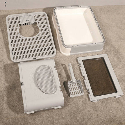 Cat Litter Box with Drawer, Foldable Litter Box with Scoop Holder – image 11
