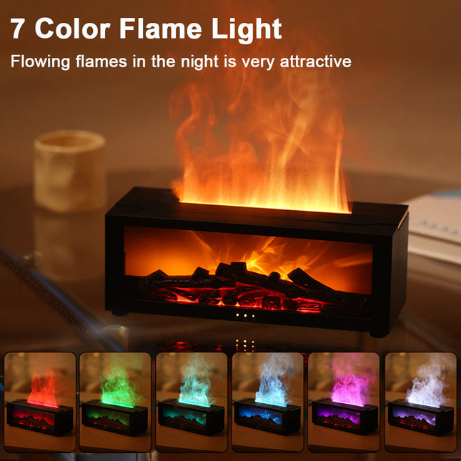 Ultrasonic Humidifier with Flame Effect, Essential Oil Diffuser with Remote Control