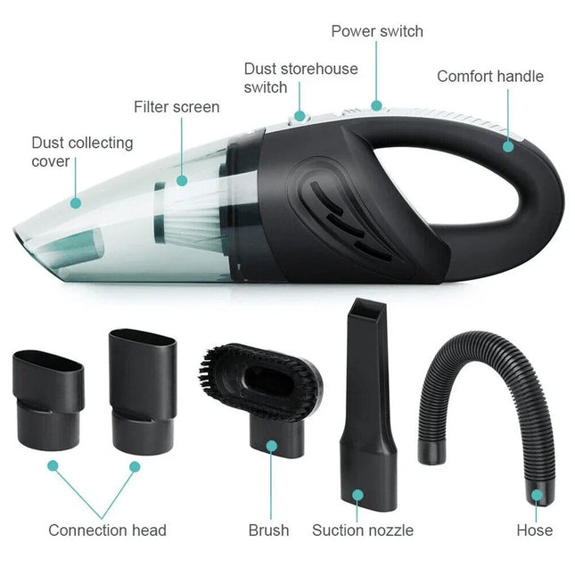 Handheld Cordless Vacuum Cleaner USB Rechargeable, Car Vacuum with Crevice Nozzle, Wet Dry Vacuum for Pet Hair and Home