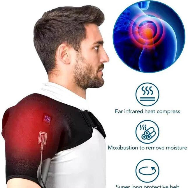 Heated Shoulder Brace for Heat Therapy, Shoulder Heating Pad for Pain Relief, Adjustable Shoulder Support Brace