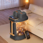 Remote control foot bath in use in a living room