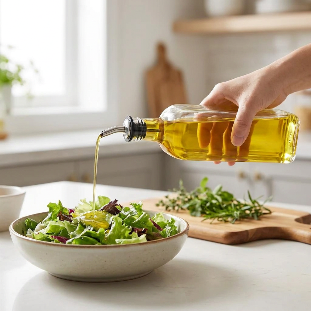 Tuzwa 500ml Glass Oil Dispenser Bottle with Easy Pour Spout – Leak-Resistant Olive Oil, Vinegar & Soy Sauce Bottle for Kitchen
