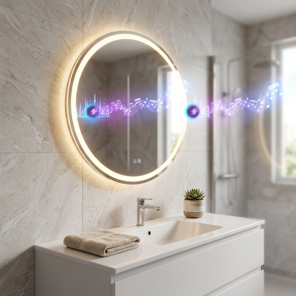 LUVODI LED bathroom mirror installed above a washbasin