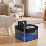 White cat approaching the wireless infrared sensor cat water fountain