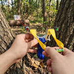 Outdoor target practice aiming toy in use