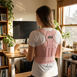 Adjustable posture back brace worn at a standing desk
