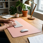 PU leather desk mat on a home office desk