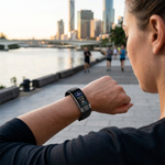 Smart fitness bracelet worn after a run