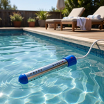 Floating pool heater on a swimming pool