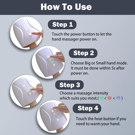 Hand Massager with Heat, Electric Hand Massager with Air Compression and 6 Modes, Cordless Rechargeable Palm Massager
