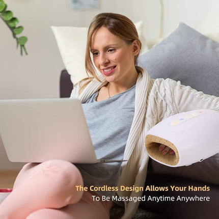 Hand Massager with Heat, Electric Hand Massager with Air Compression and 6 Modes, Cordless Rechargeable Palm Massager
