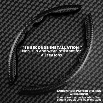 Steering Wheel Covers for Trucks, Black and Red Carbon Fiber Car Steering Wheel Cover – image 4