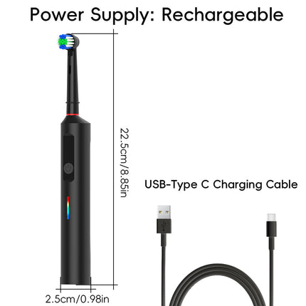 Rechargeable Electric Toothbrush with 6 Heads, Oscillating Electric Toothbrush – image 8