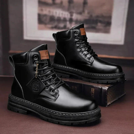 Work Boots for Men, Lace Up Mens Winter Boots in Leather for Office