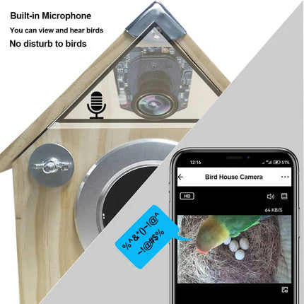 Birdhouse Camera 4MP AI Night Vision, Wooden Nest Box Motion Detection Camera
