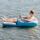 Pool Float with Motor for Adults, Motorized Pool Lounger Inflatable Ride On Water Float with Steering Controls