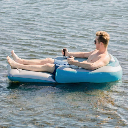 Pool Float with Motor for Adults, Motorized Pool Lounger Inflatable Ride On Water Float with Steering Controls