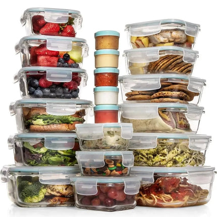 Meal Prep Containers with Airtight Lids, 35 Piece Food Storage Containers Set, Airtight Food Containers and Sauce Cups