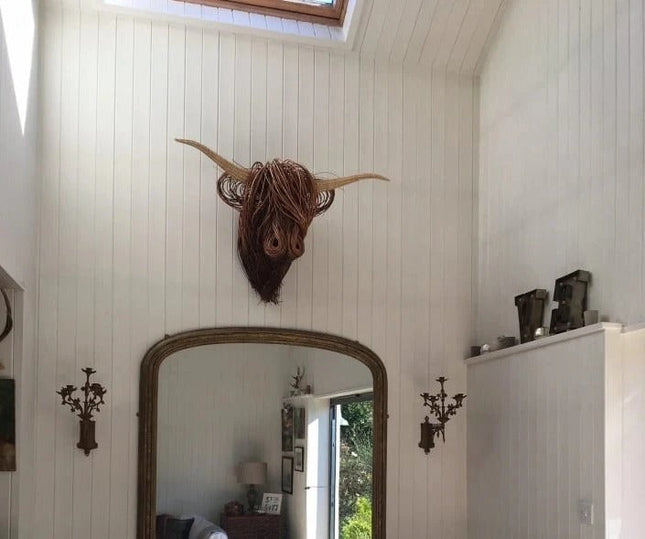 Highland Cow Decor, Wall Mounted Cow Sculpture, Highland Cattle Wall Art, Rustic Farmhouse Wall Decor for Living Room