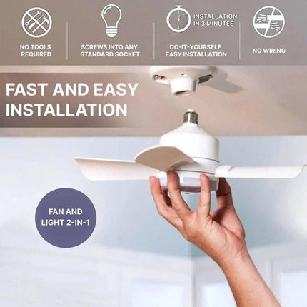 Ceiling Fan with Light and Remote, Quiet LED Socket Fan Light