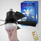 Ceiling Fan with Light and Remote, Compact Ceiling Fan for E27 Socket, Quiet LED Socket Fan Light