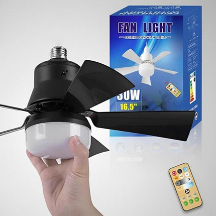 Ceiling Fan with Light and Remote, Compact Ceiling Fan for E27 Socket, Quiet LED Socket Fan Light
