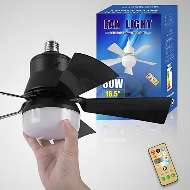 Ceiling Fan with Light and Remote, Compact Ceiling Fan for E27 Socket, Quiet LED Socket Fan Light