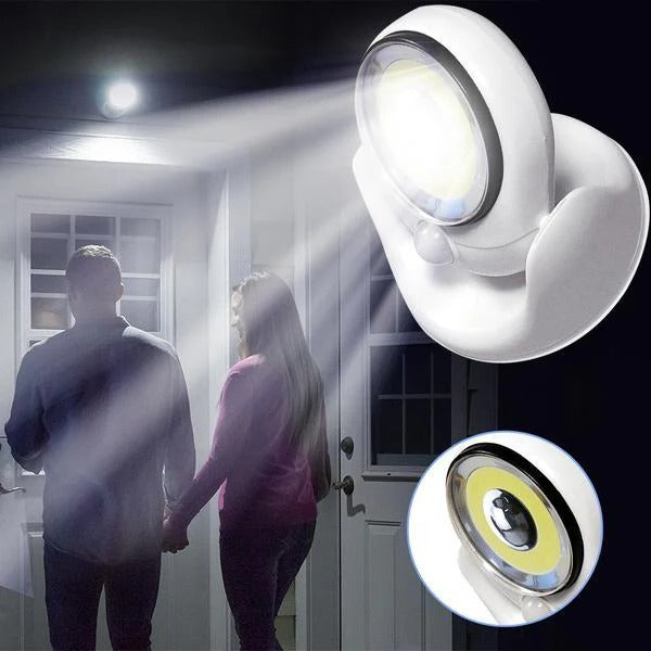 Battery Operated Motion Sensor Light, Motion Activated LED Lamp with Rotating Base, Indoor Outdoor Motion Detector Light