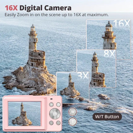 Compact Digital Camera, 1080p Video Camera with Large Screen – image 7