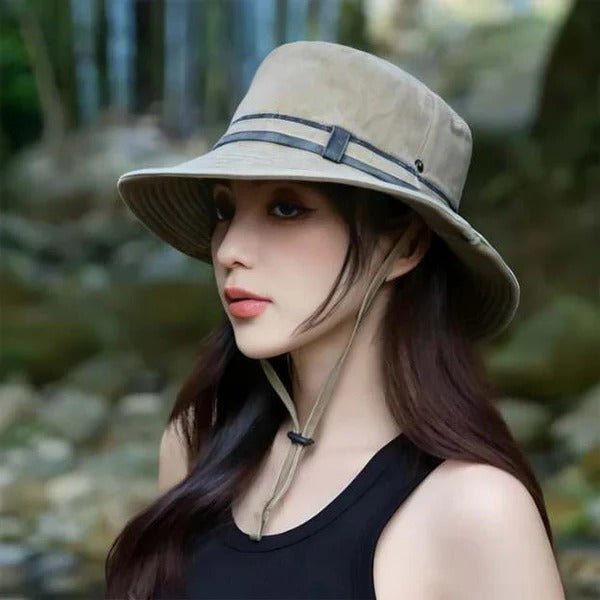 Sun Hat for Men and Women, Wide Brim Hat with Chin Strap and Mesh Vents, Packable Boonie Hat for Hiking and Travel