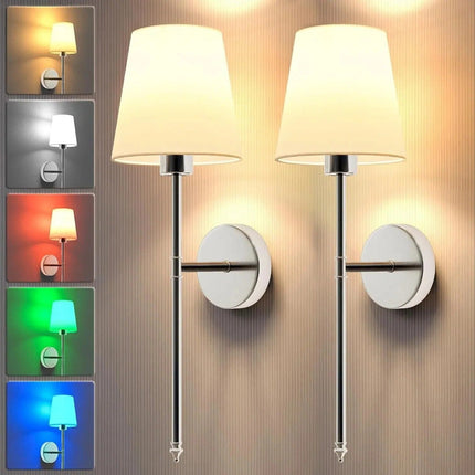 Battery Operated Wall Sconces Set of 2, LED Wall Lights for Hallway