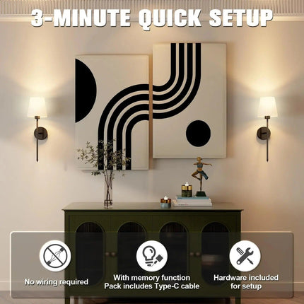 Battery Operated Wall Sconces Set of 2, Rechargeable Wall Sconce with Remote Control – image 14