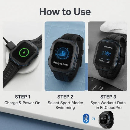 Waterproof Sports Watch for Men and Women, 5ATM Swim Smartwatch with Fitness Tracker and Bluetooth 5.0 Calling
