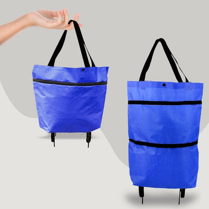 Reusable Shopping Bag with Wheels, Foldable Reusable Grocery Bag