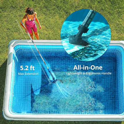 Cordless Pool Cleaner, Interchangeable Heads for Leaves and Debris