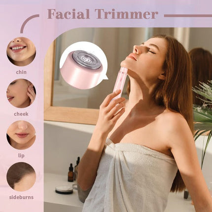 Women's electric shaver and bikini trimmer, 2 in 1 cordless body and face razor, IPX7 waterproof, Type-C
