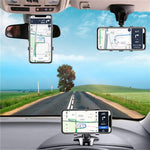 Tuzwa Car Phone Holder Mount – 360° Rotating Adjustable Phone Holder with 180° Tilt for Rearview Mirror, Sun Visor & Dashboard