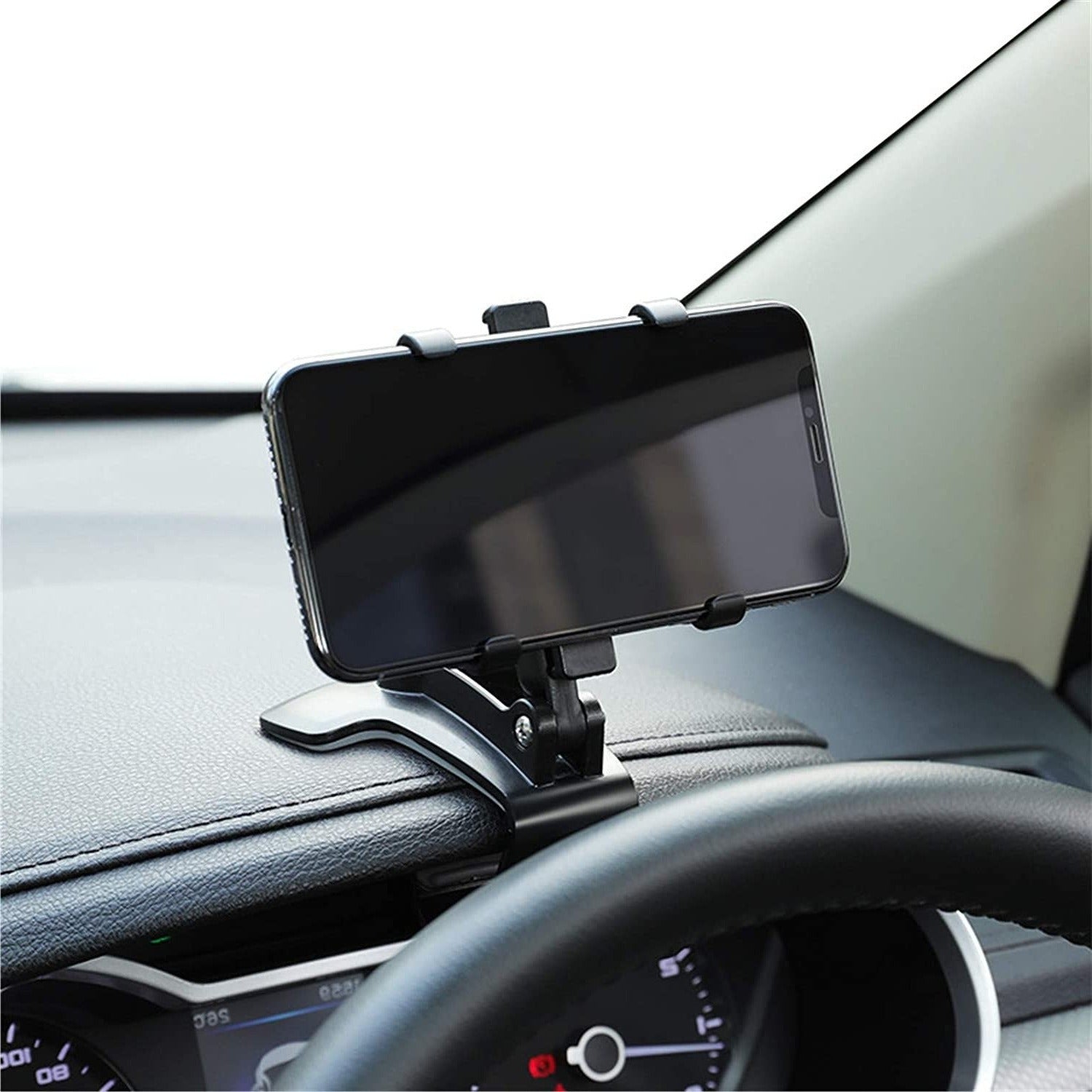 Tuzwa Car Phone Holder Mount – 360° Rotating Adjustable Phone Holder with 180° Tilt for Rearview Mirror, Sun Visor & Dashboard