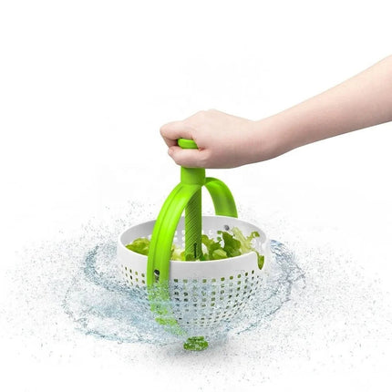 Colander and Salad Spinner Bowl 2 in 1, Manual Salad Spinner with Collapsible Handle