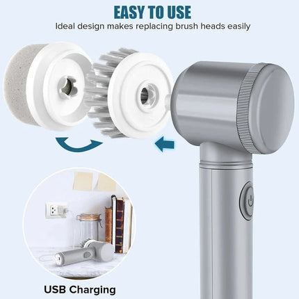 Shower Scrubber Electric, Cordless Spin Scrubber with 6 Brush Heads for Tile and Grout – image 8