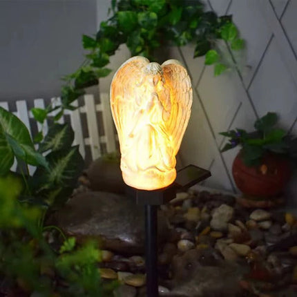 Outdoor Solar Lights, Solar Garden Light with Angel Statue Decor, Weatherproof Led Lawn Light for Flower Beds