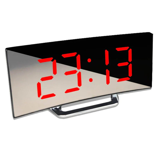 Digital Alarm Clock, Curved LED Digital Clock with Adjustable Brightness, USB Desk Clock for Bedside, Bedroom Decor