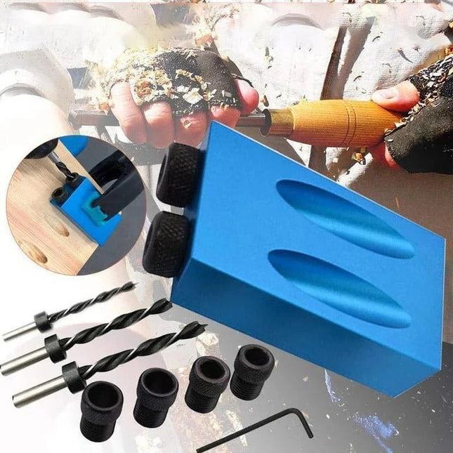 Woodworking Angle Drill Guide Tool, 15 degree pocket hole jig, fits 0.24, 0.31 and 0.39 in drill bits, DIY