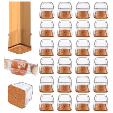 Chair Leg Floor Protectors 24 Pack, Square Furniture Leg Caps and Hardwood Floor Protectors