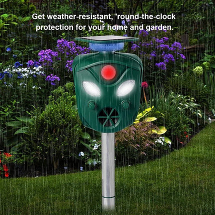 Solar Ultrasonic Squirrel Repellent with Motion Sensor and LED Flash, Raccoon Deterrent