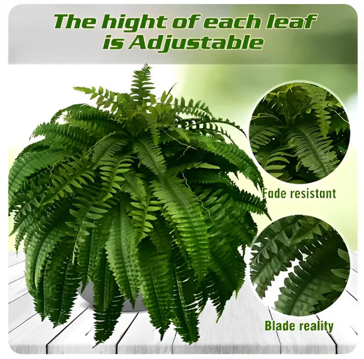 Tuzwa Artificial Fern Plant – UV-Resistant Faux Greenery with 18 Full Fronds, Bendable Stems for Indoor & Covered Outdoor Decor